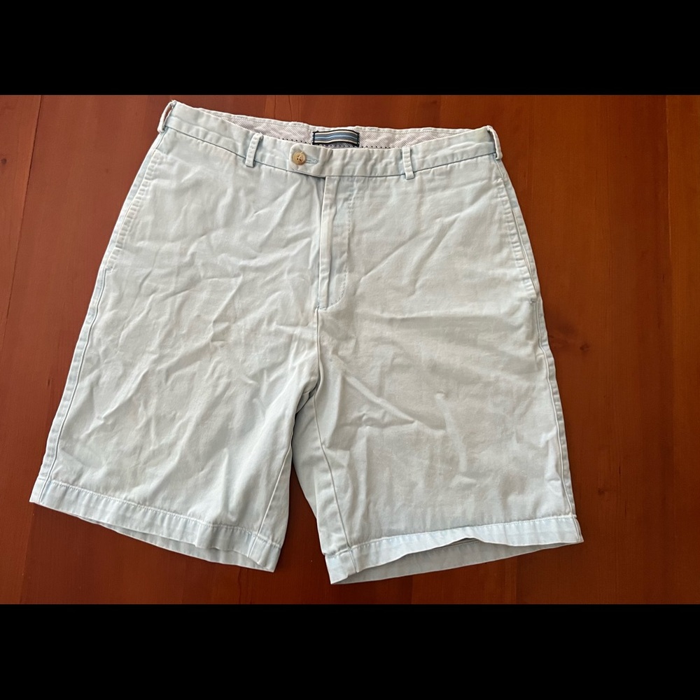 Peter Millar Golf Shorts Mens Sz 32 Pima Cotton Flat Front 9” Inseam Faded Blue